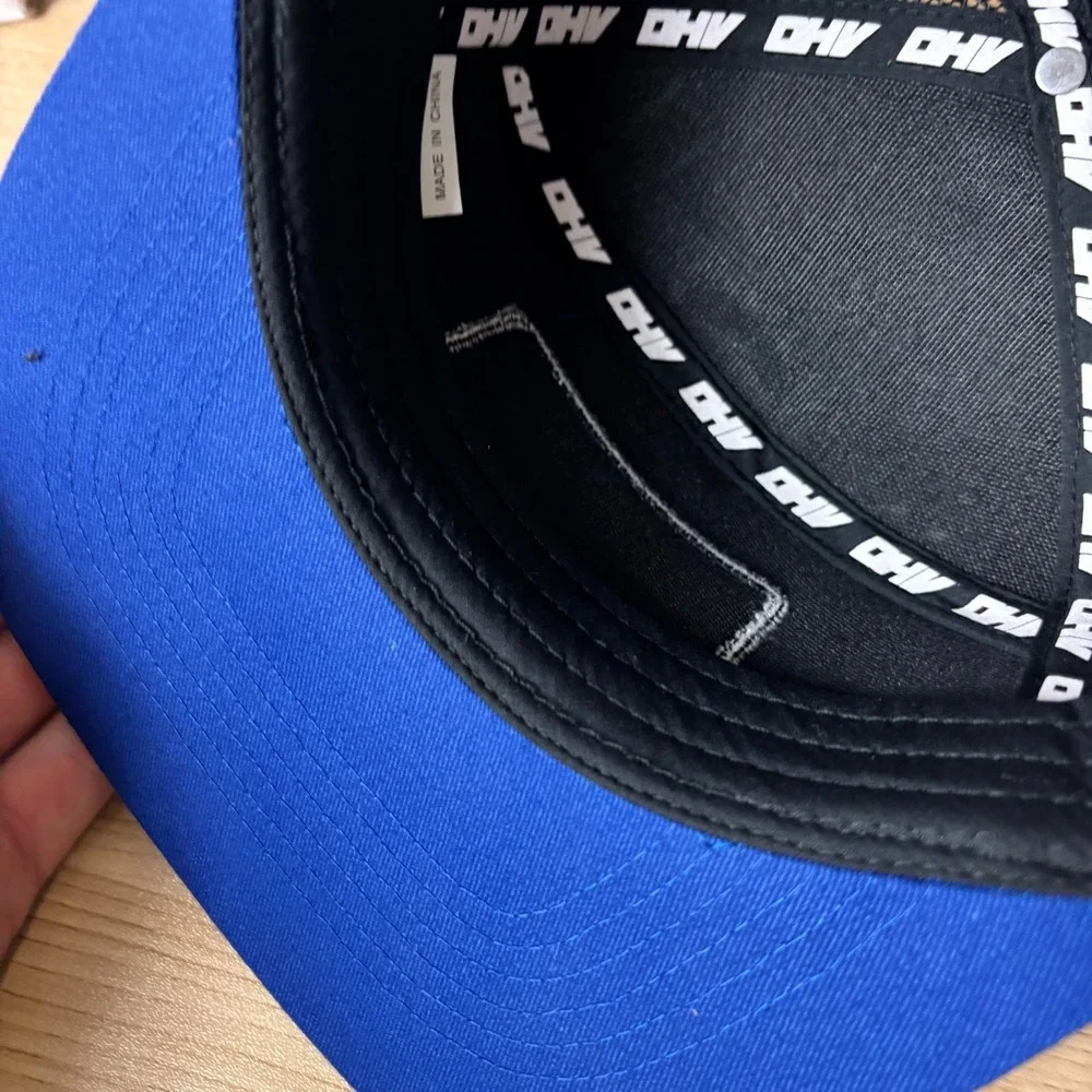 Davis Hydro Vac Hat Cap Snap Back Black Blue Panel Adjustable Mens